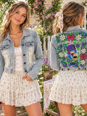 Dollhouse Hand painted Jacket Blueberry Muffin Women's Junior Size Med